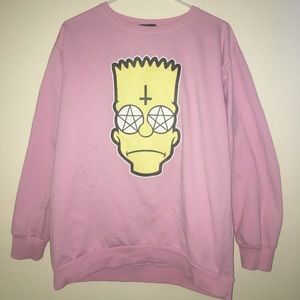 Simpsons Cross Pink Sweater